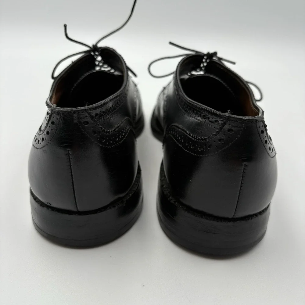 Allen Edmonds Sanford 10.5 D Black Leather Brogue Cap Toe Derby Dress Shoes